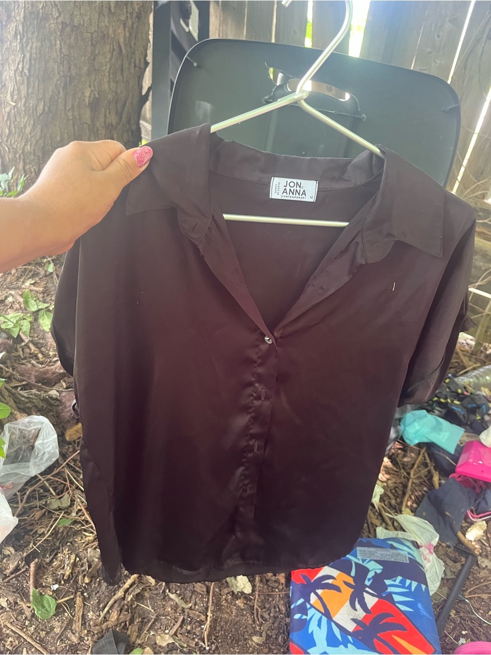 Jon & Anna Chocolate Brown Short Sleeve Button Blouse